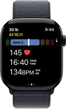 Watch showing heart rate zones metric view