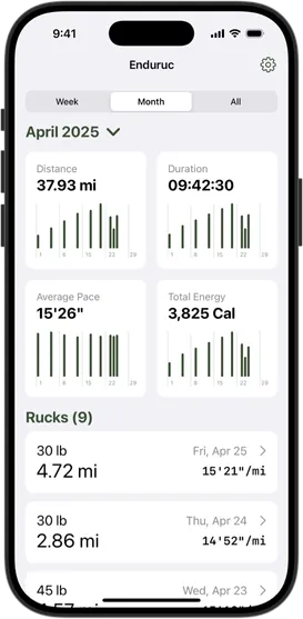 Endurucs summary view showing a month analysis.